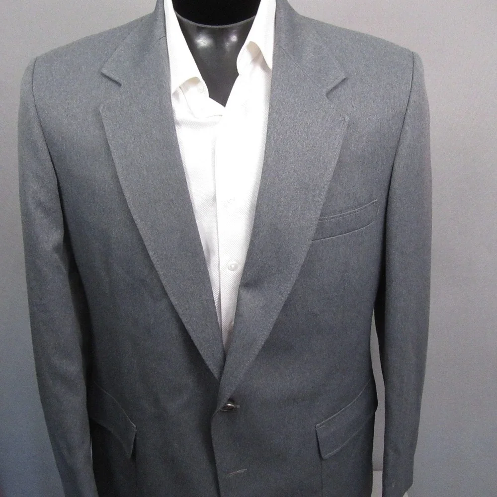 Vintage JCPenney Comfort Blazer 44L‎ Gray Polyester Semi-Structured Machine Wash